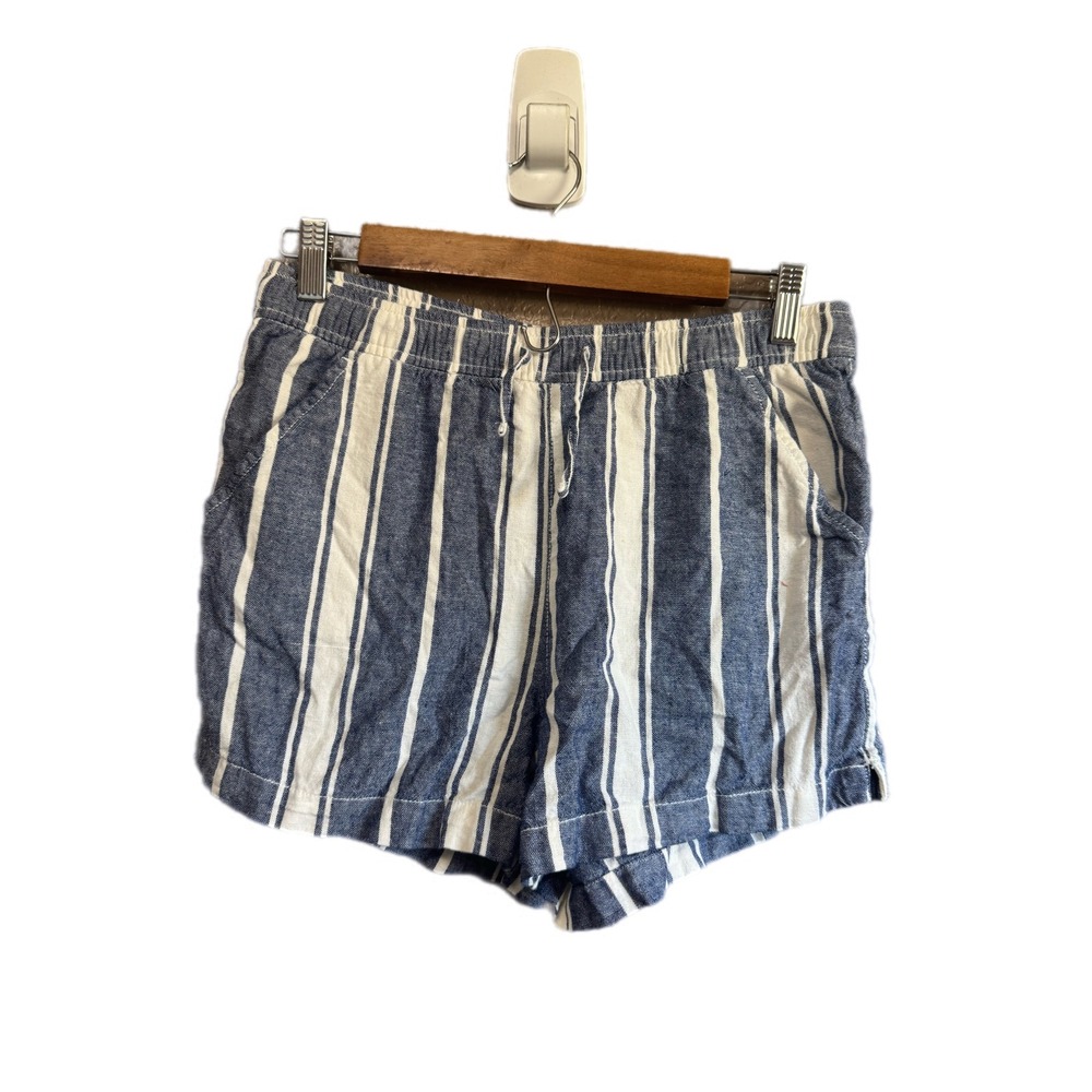 Old Navy Striped Shorts Kids XXL (18)‎ Blue White Excellent Linen Blend Casual